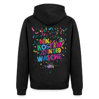Mein Kostüm ist in der Wäsche - Karneval - Spruch - Unisex Premium Bio Zip Hoodie - Schwarz - Hinten - Nico (187cm)