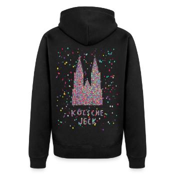 Cologne Jeck Cathédrale de Cologne Carnaval Confettis - Veste à capuche bio Premium Unisexe - noir - Dos - Nico (187cm)