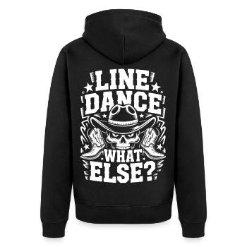Line Dance Skull Cowboy Logo - Unisex Premium Bio Zip Hoodie - Schwarz - Hinten - Nico (187cm)