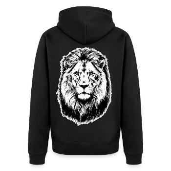 Portrait Lion Roi de la Savane - Veste à capuche bio Premium Unisexe - noir - Dos - Nico (187cm)