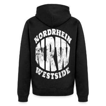 Nordrhein Westside - Unisex Premium Bio Zip Hoodie - Schwarz - Hinten - Nico (187cm)