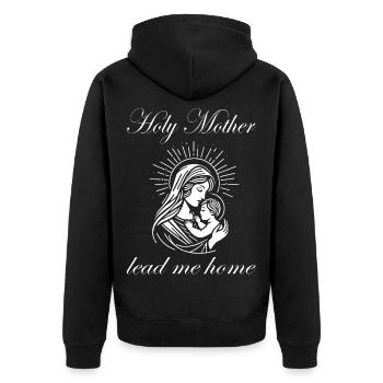 Holy Mother Lead Me Home Maria Design - Unisex Premium Bio Zip Hoodie - Schwarz - Hinten - Nico (187cm)