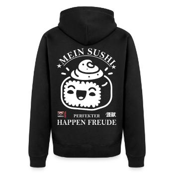 my sushi - perfect bite of joy. - Unisex Premium Organic Zip Hoodie - black - Back - Nico (187cm)