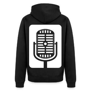 Retro-Mikrofon-Emblem - Unisex Premium Bio Zip Hoodie - Schwarz - Hinten - Nico (187cm)