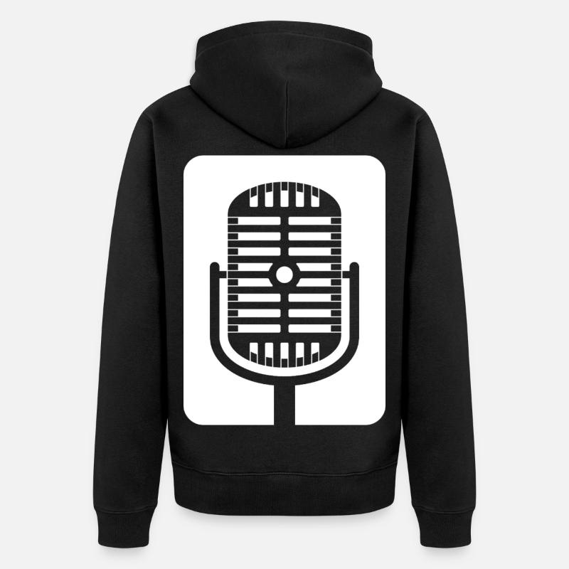 Retro-Mikrofon-Emblem - Unisex Premium Bio Zip Hoodie - Schwarz