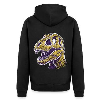 Artistic Dinosaur T-Rex Skull - Unisex Premium Organic Zip Hoodie - black - Back - Nico (187cm)