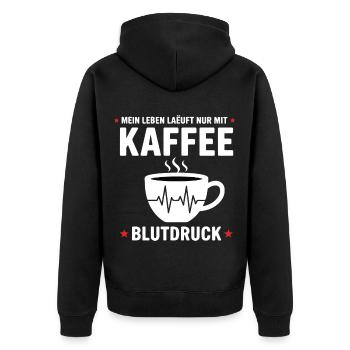Kaffee Blutdruck Lustiges Mein Leben Läuft kaffee - Unisex Premium Organic Zip Hoodie - black - Back - Nico (187cm)