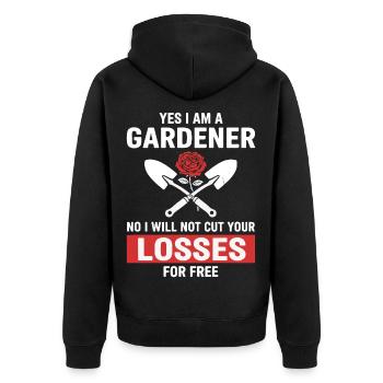 Gardener Humor - Unisex Premium Organic Zip Hoodie - black - Back - Nico (187cm)