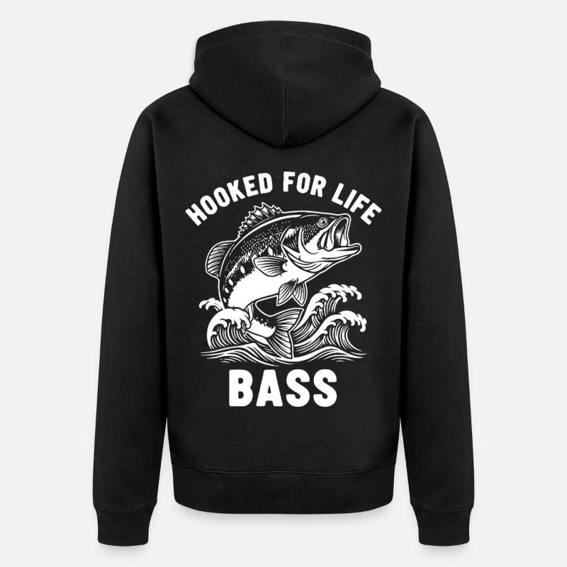 Passion Pêche Rivière Bar Blanc - Veste à capuche bio Premium Unisexe - noir