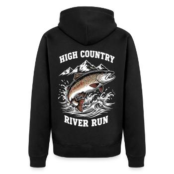 Fishing High Mountain River Trout - Unisex Premium Organic Zip Hoodie - black - Back - Nico (187cm)