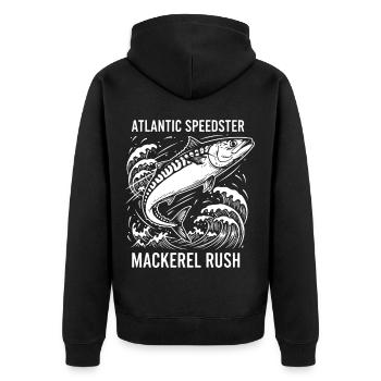 Seefischen, Makrelen, Makrelenrausch, Rausch - Unisex Premium Bio Zip Hoodie - Schwarz - Hinten - Nico (187cm)