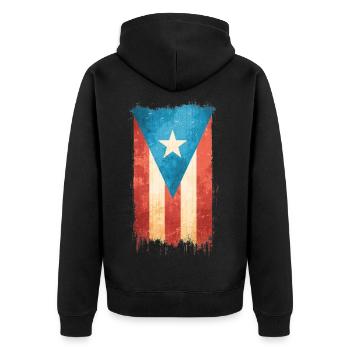 Puerto Rico - Unisex Premium Bio Zip Hoodie - Schwarz - Hinten - Nico (187cm)