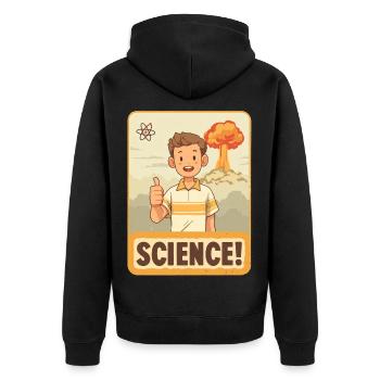 Science Hero: Cartoon Thumbs Up - Unisex Premium Bio Zip Hoodie - Schwarz - Hinten - Nico (187cm)