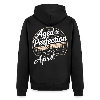 April 1973 Geburtstag april 1973 - Unisex Premium Bio Zip Hoodie - Schwarz - Hinten - Nico (187cm)