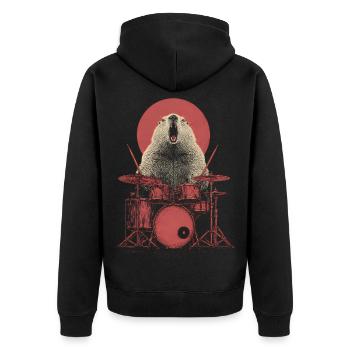 Marmot Drums Batteur Musique Rock Alpes - Veste à capuche bio Premium Unisexe - noir - Dos - Nico (187cm)