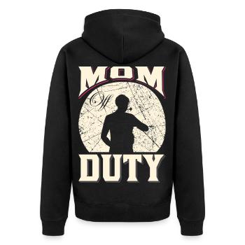 Mom Off Duty Funny Relax - Unisex Premium Organic Zip Hoodie - black - Back - Nico (187cm)