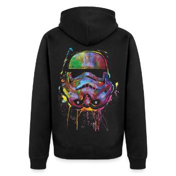 Star Wars Sturmtruppen Helm Painted Artsy Style - Unisex Premium Bio Zip Hoodie - Schwarz - Hinten - Nico (187cm)
