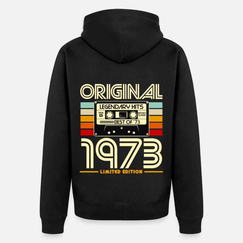 Original 1973 Cassette Rétro - Veste à capuche bio Premium Unisexe - noir