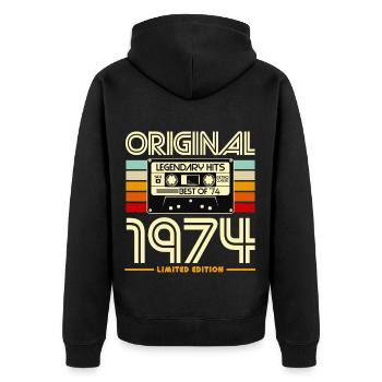 Original 1974 Limited Edition Cassette - Veste à capuche bio Premium Unisexe - noir - Dos - Nico (187cm)