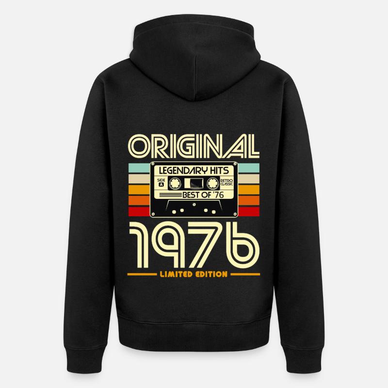 Original 1976 Retro Cassette - Veste à capuche bio Premium Unisexe - noir