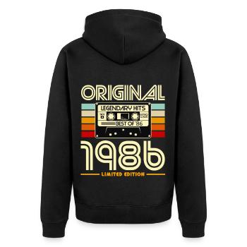 Cassette 1986 Édition Limitée - Veste à capuche bio Premium Unisexe - noir - Dos - Nico (187cm)
