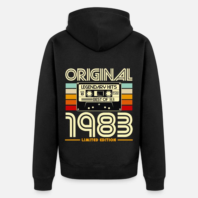 Cassette 1983 Édition Limitée Retro - Veste à capuche bio Premium Unisexe - noir
