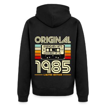 1985 Cassette Retro Légende Hits - Veste à capuche bio Premium Unisexe - noir - Dos - Nico (187cm)