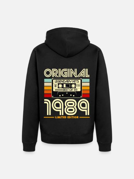 1989 Limited Edition Retro-Kassette - Unisex Premium Bio Zip Hoodie - Schwarz