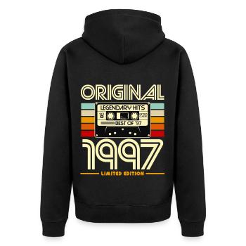 Original 1997 Retro Heritage - Unisex Premium Organic Zip Hoodie - black - Back - Nico (187cm)