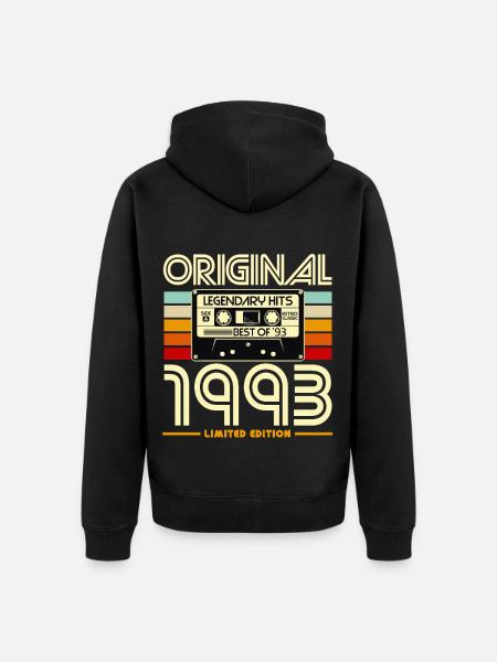 Original 1993 Retro Cassette - Unisex Premium Organic Zip Hoodie - black