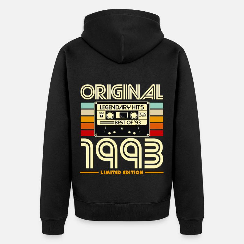 Original 1993 Cassette Rétro - Veste à capuche bio Premium Unisexe - noir