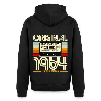 Original 1964 Retro Cassette - Veste à capuche bio Premium Unisexe - noir - Dos - Nico (187cm)