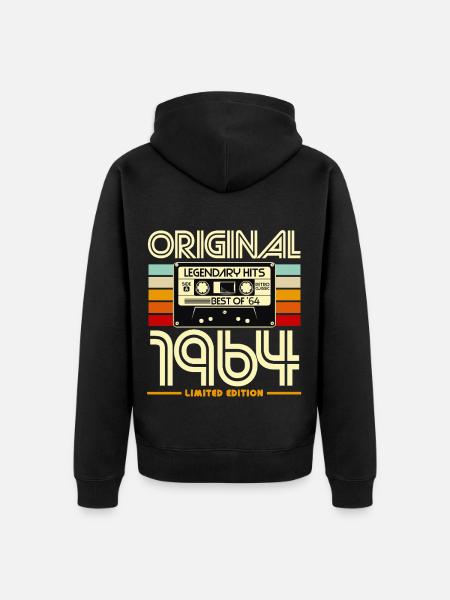 Original 1964 Retro Cassette - Unisex Premium Organic Zip Hoodie - black