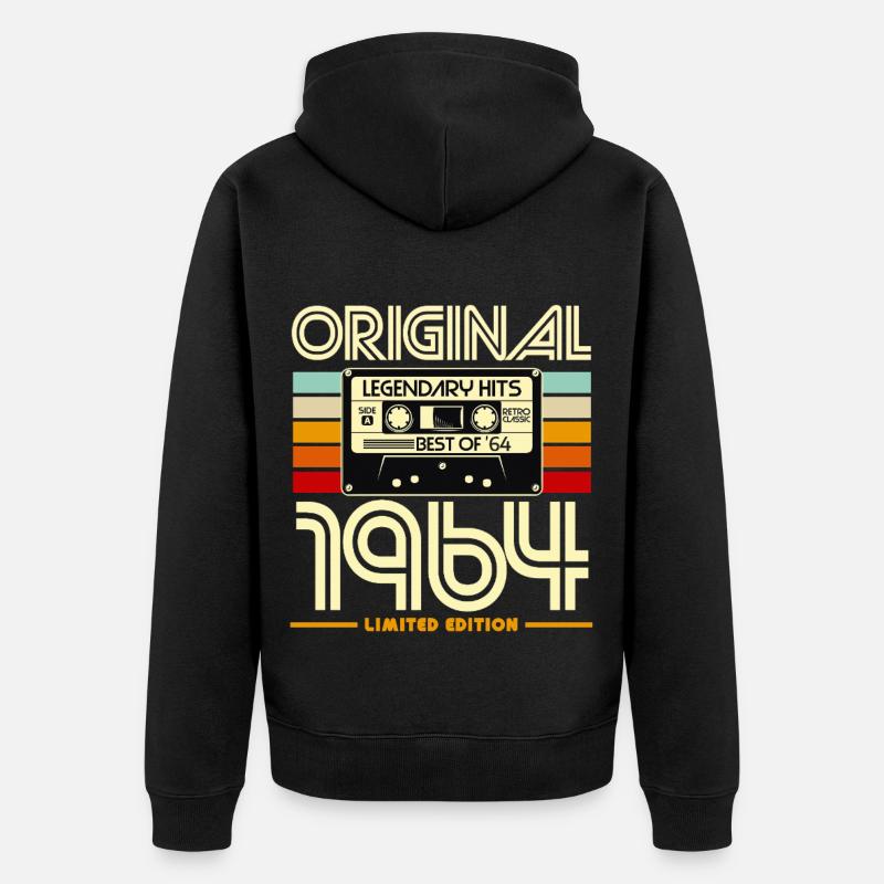 Original 1964 Retro Cassette - Veste à capuche bio Premium Unisexe - noir