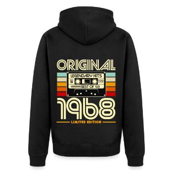 Originale limitierte Ausgabe von 1968 - Unisex Premium Bio Zip Hoodie - Schwarz - Hinten - Nico (187cm)
