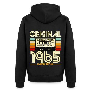 Originale limitierte Edition von 1965 - Unisex Premium Bio Zip Hoodie - Schwarz - Hinten - Nico (187cm)