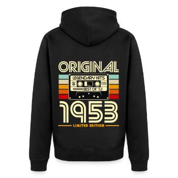 Original 1953 Héritage Cassette Retro - Veste à capuche bio Premium Unisexe - noir - Dos - Nico (187cm)