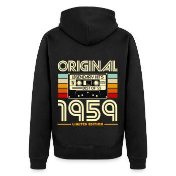 Vintage 1959 Cassette Limited - Unisex Premium Organic Zip Hoodie - black - Back - Nico (187cm)