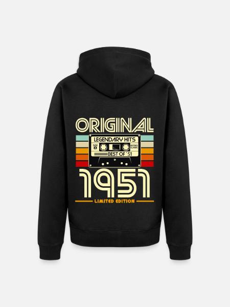 Original 1951 Limited Edition Cassette - Unisex Premium Organic Zip Hoodie - black