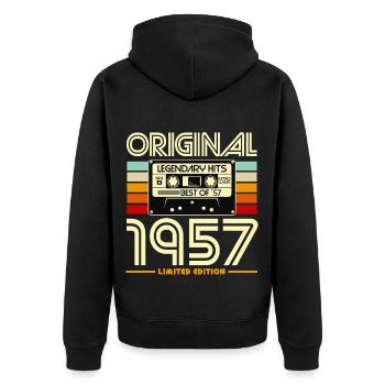 Originale limitierte Ausgabe von 1957 - Unisex Premium Bio Zip Hoodie - Schwarz - Hinten - Nico (187cm)