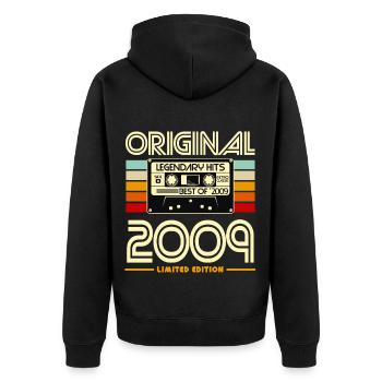 Cassette Retro 2009 Edition - Unisex Premium Organic Zip Hoodie - black - Back - Nico (187cm)
