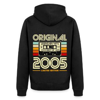 Original 2005 Cassette Retro - Unisex Premium Organic Zip Hoodie - black - Back - Nico (187cm)
