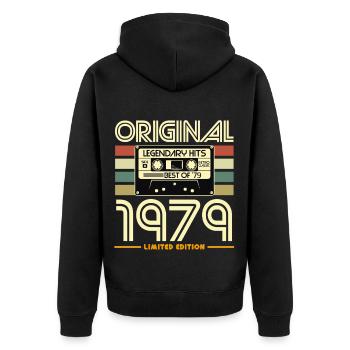 Original 1979 Retro Legends - Unisex Premium Organic Zip Hoodie - black - Back - Nico (187cm)