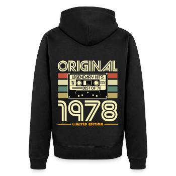 Original 1978 Cassette rétro limitée - Veste à capuche bio Premium Unisexe - noir - Dos - Nico (187cm)