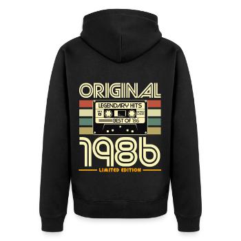 Original 1986: Begrenzte Retro-Hits - Unisex Premium Bio Zip Hoodie - Schwarz - Hinten - Nico (187cm)