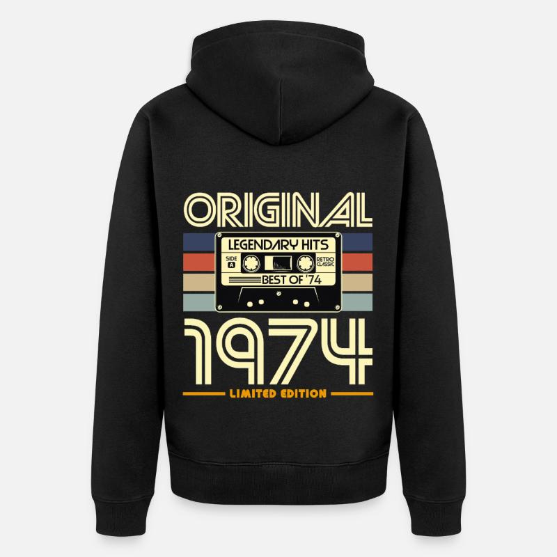 Original 1974 Cassette Rétro - Veste à capuche bio Premium Unisexe - noir