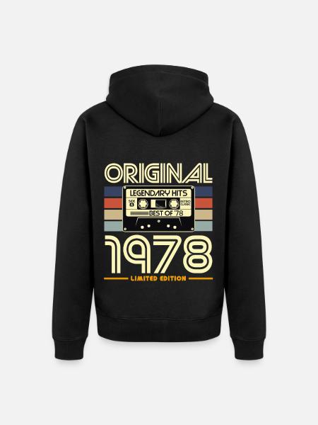 Originale Kassetten-Retro-Edition von 1978 - Unisex Premium Bio Zip Hoodie - Schwarz