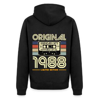 Cassette Retro 1988 Édition Limitée - Veste à capuche bio Premium Unisexe - noir - Dos - Nico (187cm)
