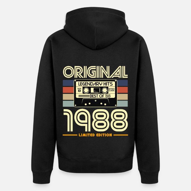 Cassette Retro 1988 Édition Limitée - Veste à capuche bio Premium Unisexe - noir