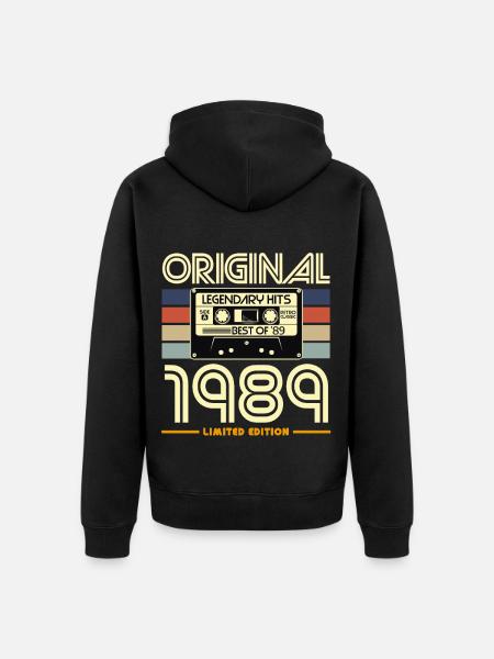Original 1989 Retro Cassette - Unisex Premium Organic Zip Hoodie - black
